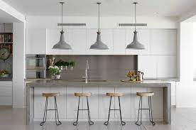 White Gray Industrial Kitchen Coastal Kitchen Design Contemporary Kitchen Design White Kitchen Design