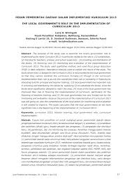 Pdf Peran Pemerintah Daerah Dalam Implementasi Kurikulum 2013
