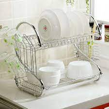 60 model rak piring minimalis modern dan klasik rak dapur ikea kabinet dapur. Jual Rak Piring Dapur Stainless Steel Chrome 2 Susun Tingkat Dish Drainer Terbaru Juli 2021 Blibli