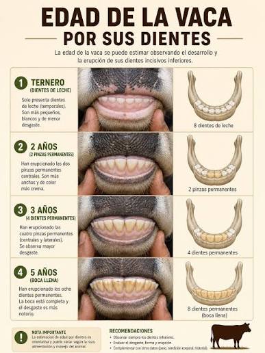 EDAD DE LA VACA POR SUS DIENTES Reseña: ¿Sabes la edad de tu ganado? La cronometría dentaria es una herramienta clave para ganaderos. Aprende a determinar la edad de tus bovinos observando