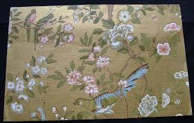 Blue Birds And Flowers Wallpaper 1940s Vintage Wallpaper Metallic Gold Blue And Pink Flowers Bird Butterfly Floral Wallpaper Floral Print Wallpaper Vintage Wallpaper