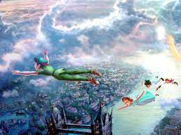 This thomas kinkade painting captures the magical story of disney's peter pan. Thomas Kinkade Art Disney Peter Pan Tinker Bell Canvas Thomas Kinkade Art Kinkade Disney Thomas Kinkade