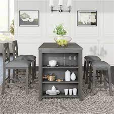 Round bar height dining table ideas on foter. Topmax 5 Pieces Dining Table Set With With 2 Stools And 2 Chairs Gray