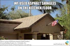 Funny Fail We Used Asphalt Shingles On The Kitchen Floor Diy Home Improvement Home Improvement Shingling