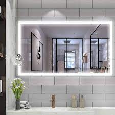 Buy top selling products like conair® led lighted vanity makeup mirror in white and conair® variable lighted 1x/10x mirror. Vanity Art 48 Led Lighted Illuminated Bathroom Vanity Wall Mirror With Sensor Switch Horizontal Rectangle White Mirrors On Sale Overstock 22572514