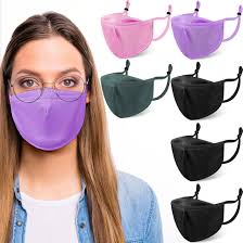 6 Pieces Washable Face Bandana for Glasses Wearers with Adjustable Earloop,  Mouth Muffle Man, Woman and Big Kid for Office, Home, Outdoor, School,  Sports (Black, Gray, Pink, Purple) : Amazon.in: Health &