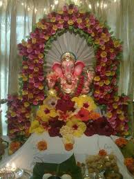 He is regarded as the destroyer of all problems and obstacles. Ganesha With Flower Ganapati Decoration Flower Decorations Decoration For Ganpati