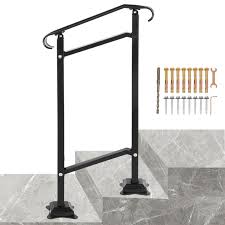 Wrought iron porch railing in detroit on yp.com. Vevor Wrought Iron Handrail Fit 1 Or 2 Steps Outdoor Stair Railing Adjustable Front Porch Hand Railings Black Transitional Hand Rail For Concrete Steps Or Wooden Stairs With Installation Kit Walmart Com