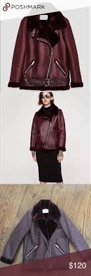 Zara Furlined Aviator Jacket Aviator Style Aviator Jackets Faux Leather Jackets