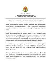 Soalan lazim perkhidmatan imigresen pasca perintah kawalan pergerakan faqs immigration services of post movement control order. Imigresen Malaysia Auf Twitter Kenyataan Media Jabatan Imigresen Malaysia 21 Ramadhan 1441hijrah 15 Mei 2020 Operasi Penguatkuasaan Imigresen Di Pkpd 7 Selayang Baru Https T Co Ery60ftfoc Imigresen Jim Covid19 Herocovid19 Frontliner Telegram