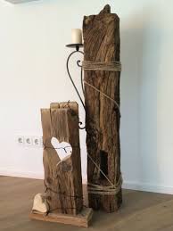 Eichenbalken Mit Kordel Und Kerzenhalter Deko Dekoration Kunst Auf Holz