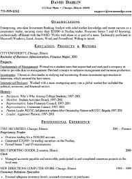 Sample Resume Entry Level Finance