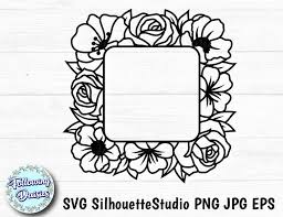 Download Clip Art Floral Frame In Svg Square Frame Svg Files For Cricut And Silhouette Paper Cut Template Floral Wreath Monogram Frame Frame Clipart Art Collectibles