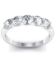 1 00cttw U Prong Round Diamond Five Stone Ring Diamond Rings Bands Stone Rings Featured Jewelry