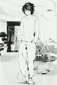 Black And White Death Note Manga Art L Lawliet Death Note Ryuzaki Death Note Death Note L Death