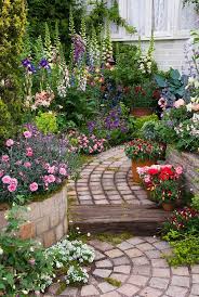Stone Garden Path With Lush Flower Garden Plant Flower Stock Photography Gardenphotos Com Stone Garden Paths Gorgeous Gardens Cottage Garden