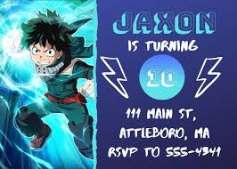 My Hero Academia Birthday Party Invite Deku Etsy Birthday Party Invitations Party Invitations My Hero