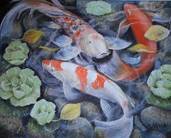 We didn't have far to go to enjoy a rich and rewarding glimpse of nature. Koi Pond Ii Painting By Janette Marvin Saatchi Art