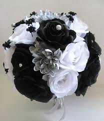 Shop artificial plants, faux plants, indoor plants, outdoor plants. 17 Piece Wedding Bouquet Silk Flower Bridal White Black Silver Bouquets Package Ebay