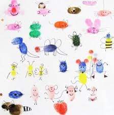 parmak baskisi okuloncesitr preschool kindergarten cocuklar icin sanat sulu boya hayvan baskilari