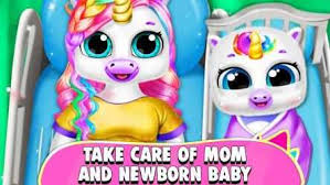 Juego pastel con diseño de chef unicornio. Descargar Embarazada Unicornio Mama Y Bebe Unicornio Juego Para Android