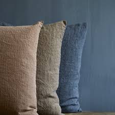 Gray, pink, blue, coffee, purple, red, white. Striped Cushion Cover In Linen 60 X 60 Cm Camel Products Tine K Home