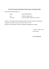 Contoh surat keterangan penghasilan dari rt. Surat Pernyataan Kesediaan Pemotongan Gaji