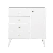 Minimal dresser takes a modern turn in glossy white lacquer. Prepac Milo 4 Drawer Chest With Door White Wdbr 1408 1 Rona