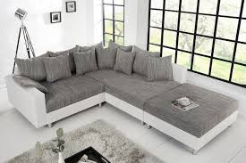 Design Ecksofa Mit Hocker Loft Weiss Strukturstoff Grau Federkern Sofa Ot Beidseitig Aufbaubar Ecksofas Einrichtungsideen Wohnzimmer Modern Sofa Loft
