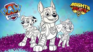 Mighty pups themed coloring game with 4 different coloring characters designed to encourage children to draw within the lines. Mighty Pups Paw Patrol Coloring Pages Novocom Top