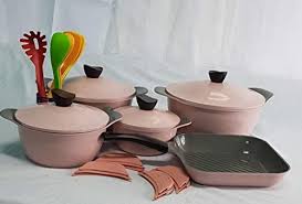 korean ceramic set 4 pieces pot with lid sizes 20, 24, 28, 32 + fryer size  28 + 8 silicone handles + distribution kit: Buy Online at Best Price in  Egypt - Souq is now Amazon.eg