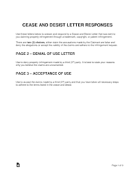 First of all you should examine the situation well for which you are writing a response, after analyzing the scenario. Free Cease And Desist Response Letters Templates And Samples Word Pdf Eforms