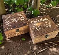 Personalized Engraved Wooden Keepsake Box: Rustic Memory Chest (7.7" x 6.7"  x 4.7")