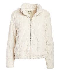 Dylan By True Grit White Textured Faux Fur Jacket Women