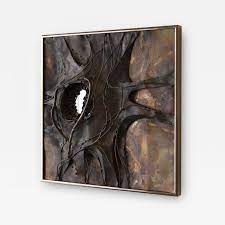 Looking for something different than your usual 20 x 20 poster? Jeanne Samper Jeanne Samper Brutalist Wall Sculpture In Copper With Mirror 1960s