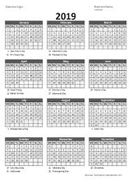 Considering if it's leap year or not. 2019 Yearly Business Calendar With Week Number Free Printable Templates