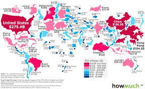 map the countries receiving the most foreign direct