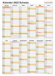Das jahr 2022 hat 52 kalenderwochen und beginnt am samstag, den 1. Kalender 2022 Schweiz Zum Ausdrucken Als Pdf