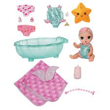 Cute baby born takes bubble bath in doll bathroom with pink towel after her fun time in the playground in the park. Baby Born Surprise Mermaid 36cm Doll The Entertainer