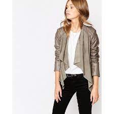 Muubaa Lupus Draped Biker Jacket Biker Jacket Jackets Grey Leather Jacket