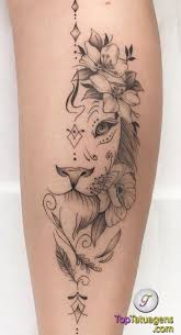 Tattoos of lion's head door flowers are a common addition to many tattoo subjects. 1001 Ideas For A Lion Tattoo To Help Awaken Your Inner Strength