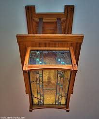 When hanging a pendant or a chandelier. Greene And Greene Style Dining Room Chandelier With Matching Ceiling Plate Hamm Glass Studios Art Glass Lighting Arts Crafts Style Craftsman Lighting