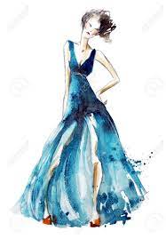 ファッション イラスト-青いドレスの写真素材・画像素材 Image 30532863