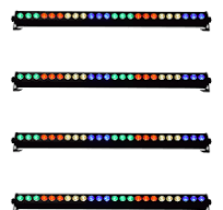 4x QTX C-BAR 24 x 3W RGB DMX LED 1M Bar Batten Uplighter Wall Washer Disco  Light
