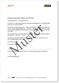 Im unterschied zu einem befristeten arbeitsvertrag, der immer der schriftform bedarf, muss ein unbefristeter arbeitsvertrag nicht unbedingt schriftlich abgeschlossen werden. Zusatzvereinbarung Bei Teilzeit In Der Elternzeit Praxisbedarf Shop Buchner