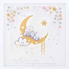 Tatty teddy sleeping baby pictures teddy bear drawing teddy pictures moon bear anime zodiac blue nose friends bear graphic baby images. Me To You Tiny Tatty Teddy Framed Moon Stars Gold Foil Nursery Print Nursery Decor Amazon Co Uk Baby Products