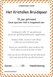 15 Jaar Getrouwd Is Een Kristallen Bruiloft Huwelijksfeest Maak Een Gratis Oorkonde