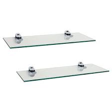 Its fixture has a brushed nickel coating. Set Of 2 16 X 6 Floating Shelves Clear Glass With Brackets Danya B Target