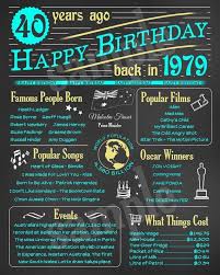 40th Birthday Present Ideas For Wife Australia 40 Years Ago In 1979 Australia 1979 Chalkboard Poster Instant Etsy 40th Birthday Men 40th Birthday Gifts 40th Birthday