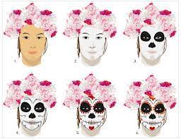 Ce déguisement femme comprend : Toutes Les Etapes Pour Realiser Un Maquillage Dia De Los Muertos De Dia Etapes Les Los Maquil Sugar Skull Halloween Bricolage Halloween Halloween Skull